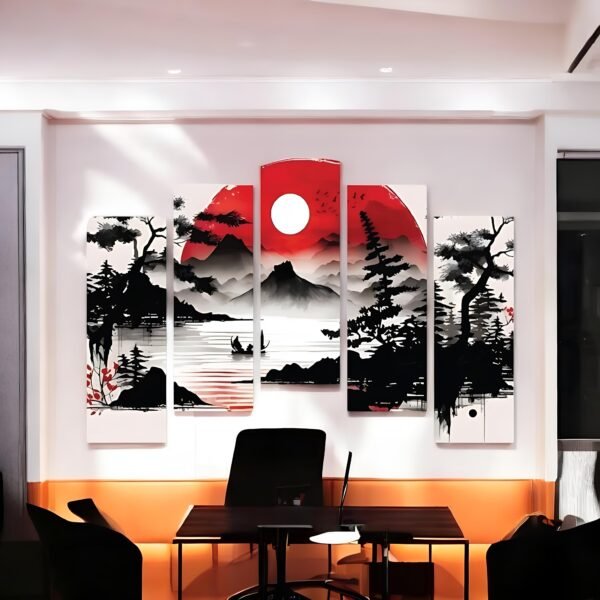 Japanese Ink Serenity Black & White Landscape Canvas