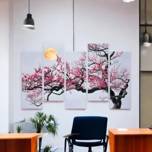 Lunar Cherry Bloom Elegant Tree & Moon Canvas