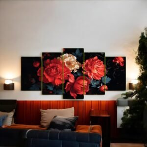 Striking Red and Cream Floral Wall Decor