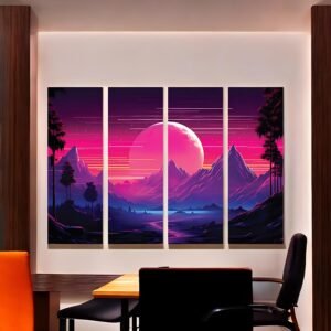 Lunar Majesty Moonlit Mountain Canvas Set
