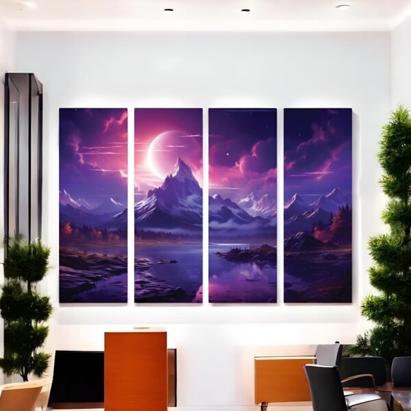 Lunar Serenity Moonlit Lake & Mountains Canvas