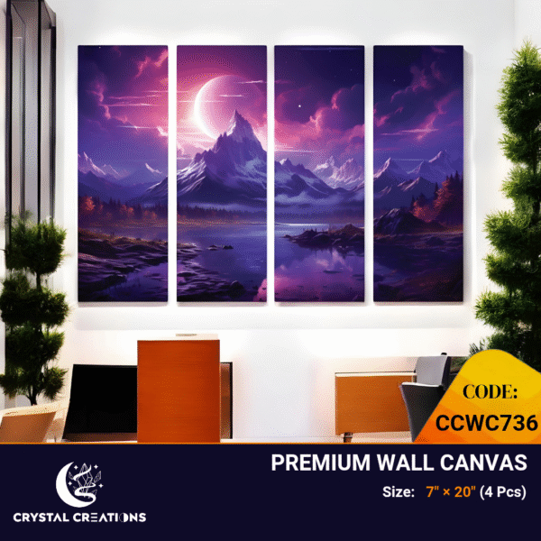 Lunar Serenity Moonlit Lake & Mountains Canvas