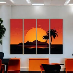Sunset Island Silhouette: Golden Coast Canvas