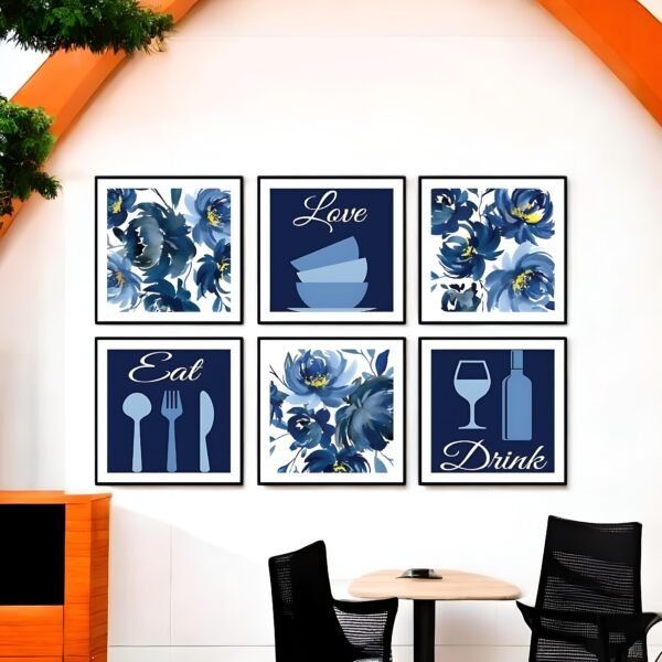 Charming Blue Floral & Foodie Panoramic Wall Art