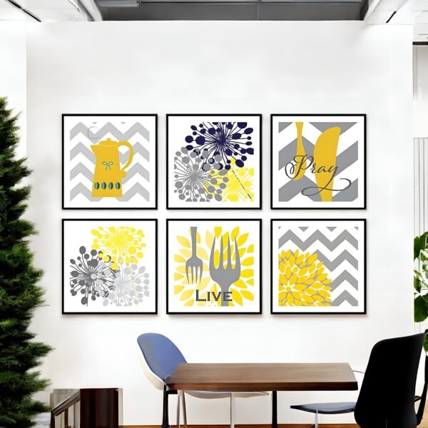 Cheerful Yellow & Gray Inspirational Panoramic Wall Art