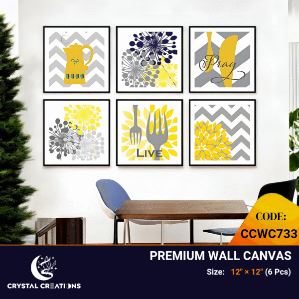 Cheerful Yellow & Gray Inspirational Panoramic Wall Art