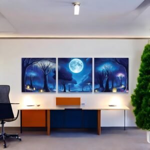 Midnight Bloom Illuminated Forest Canvas