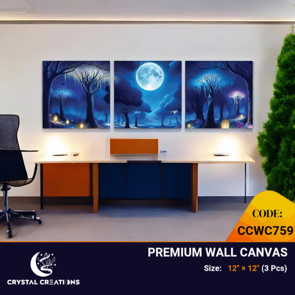 Midnight Bloom Illuminated Forest Canvas