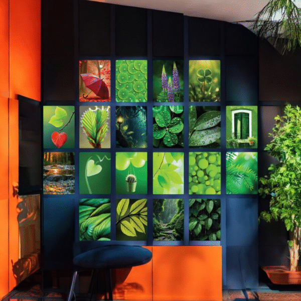 Bright and Diverse Illustrated Green Nature Wall Art