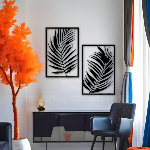 Leaf Line – A Minimal Nature Duo – Metal Wall ART