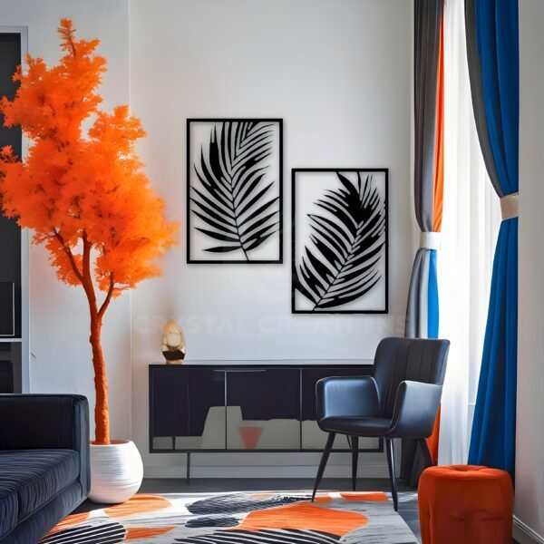 Leaf Line – A Minimal Nature Duo – Metal Wall ART
