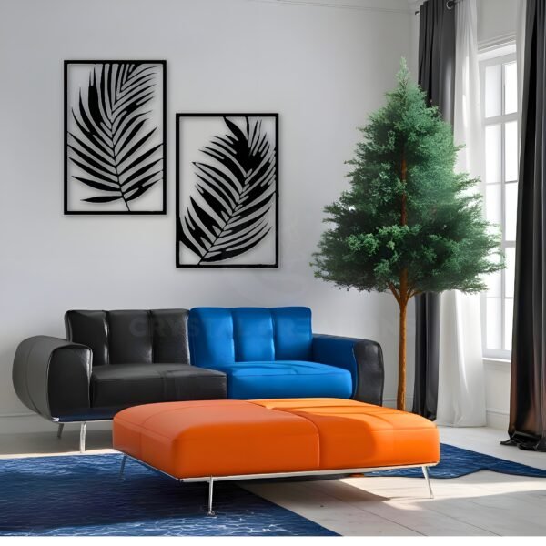 Leaf Line – A Minimal Nature Duo – Metal Wall ART