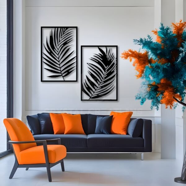 Leaf Line – A Minimal Nature Duo – Metal Wall ART