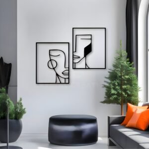 Contoured Souls – Dual Abstract Face Metal Wall Art