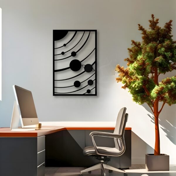 Solar Symphony Orbit Lines - Metal Wall Art