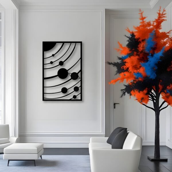 Solar Symphony Orbit Lines - Metal Wall Art