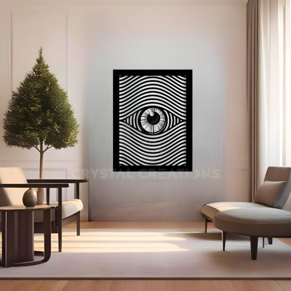 Optic Illusion Eye Wall Art – Black Metal Design