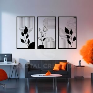 Modern Harmony – Botanical Triptych Set – Metal Wall Art