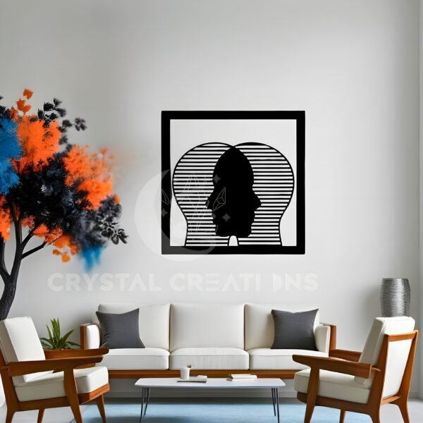 Face to Face Thinking Art – Dual Mind Metal Wall Frame
