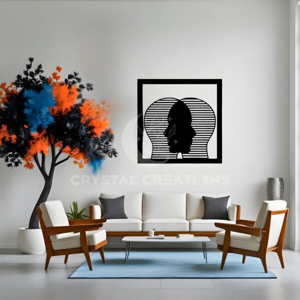 Face to Face Thinking Art – Dual Mind Metal Wall Frame