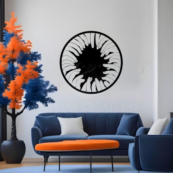 Hands of Unity – A Modern Mandala – Metal Wall Art