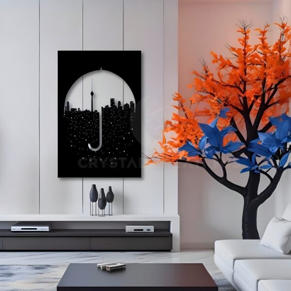City Rainfall – Umbrella Skyline Metal Wall ART