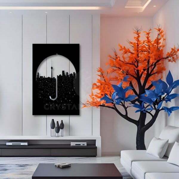 City Rainfall – Umbrella Skyline Metal Wall ART