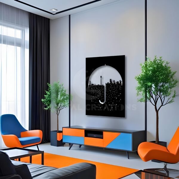 City Rainfall – Umbrella Skyline Metal Wall ART