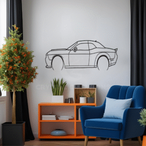 Modern Muscle Car Line Art – Metal Wall Decor"